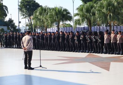 Polda Kaltim Siagakan Brimob, Apel Gabungan Pengamanan Aksi Unjuk Rasa di Kantor Gubernur Berjalan Tertib