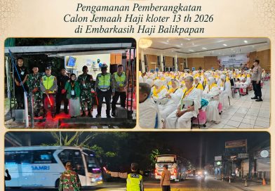 Pengamanan Pemberangkatan Jamaah Calon Haji Kloter 13 Berlangsung Aman dan Lancar di Asrama Haji Balikpapan