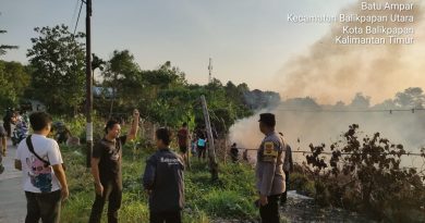 Diduga Puntung Rokok, Lahan RT 35 Graha Indah Terbakar. Polisi & Lurah Imbau Stop Bakar Lahan